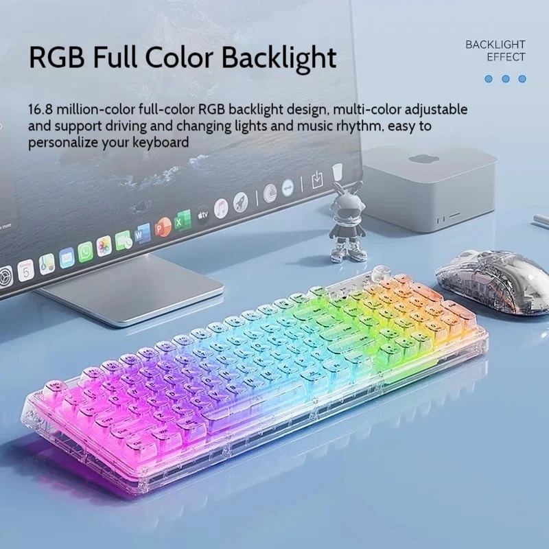Transparent Ice Crystal Wirele - Keyboard Gaming Mac 评论和价格