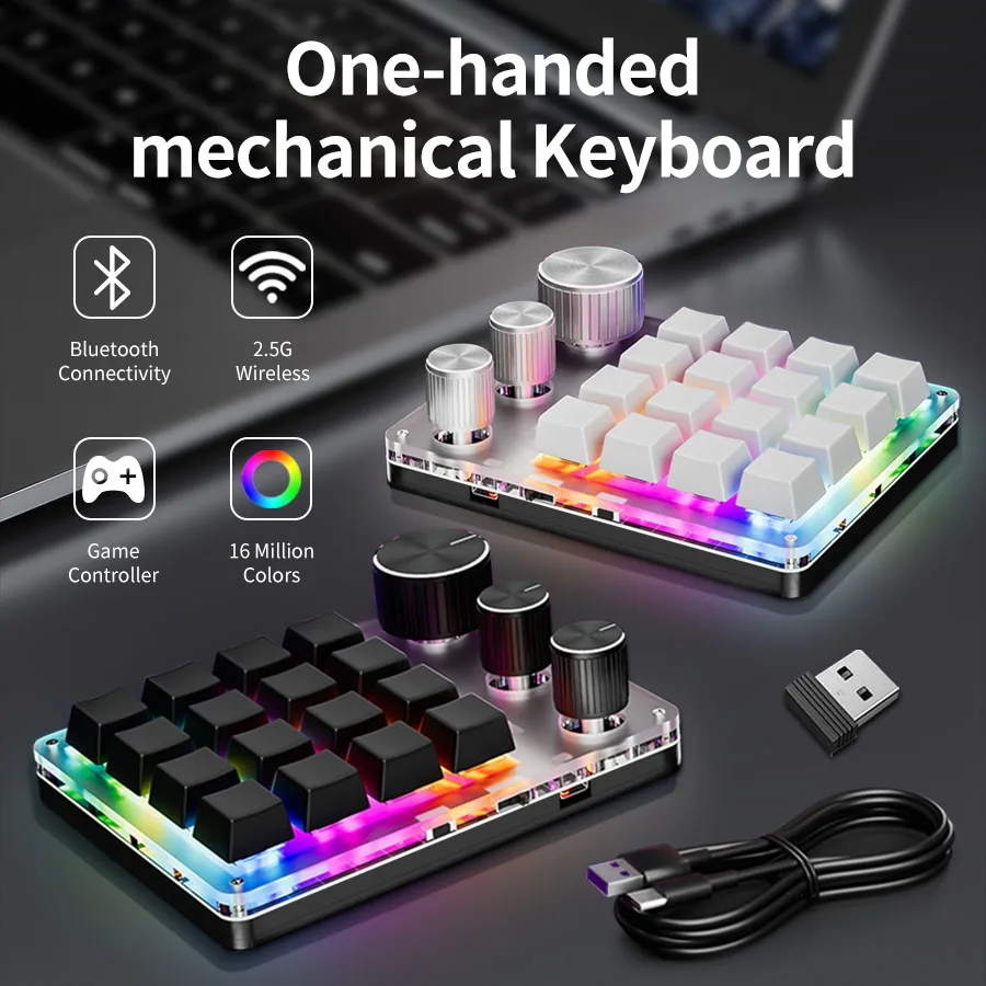 2.4G Customize Bluetooth 3 Mod - Gaming Keyboard 1 Hand 评论和价格